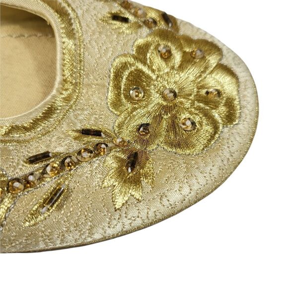 Predictions Yellow Beaded Ballet Flats Size 8.5 - Picture 6 of 8